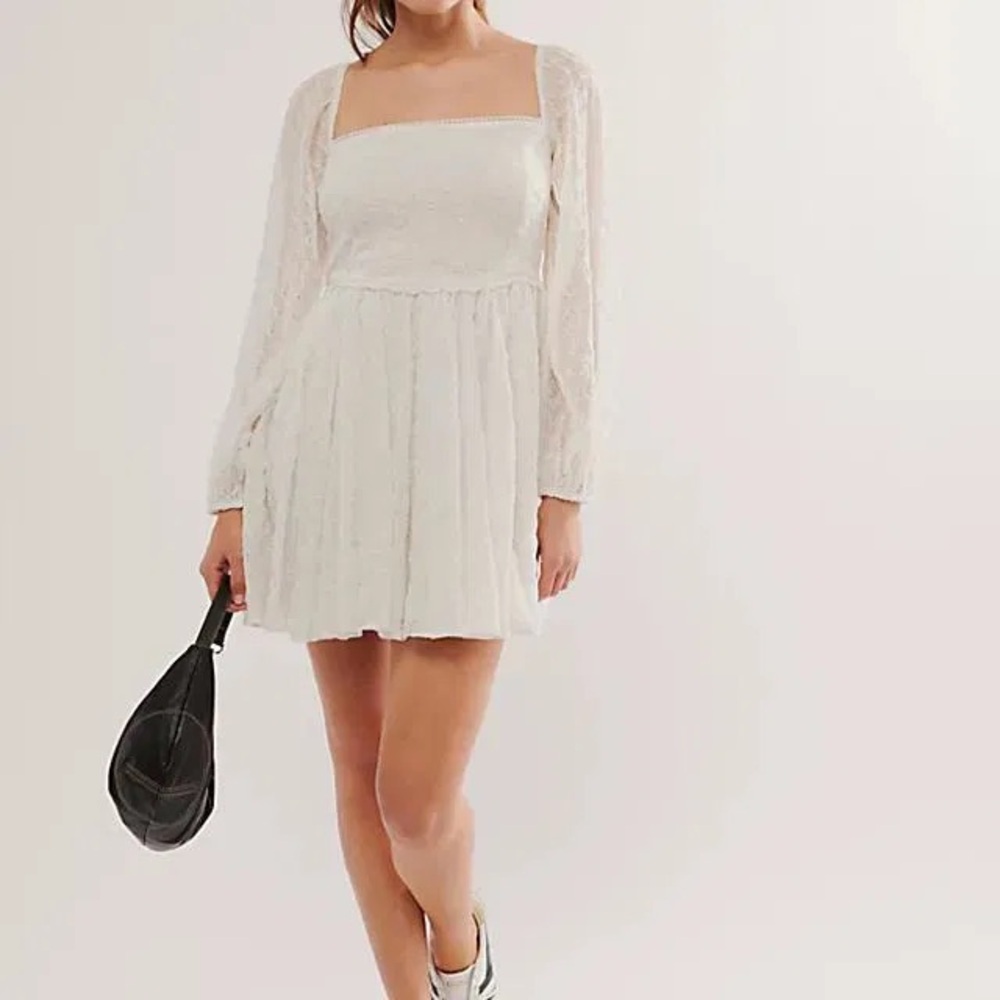 Free People Eyelet Floral Square Neck malina mini dress size XS